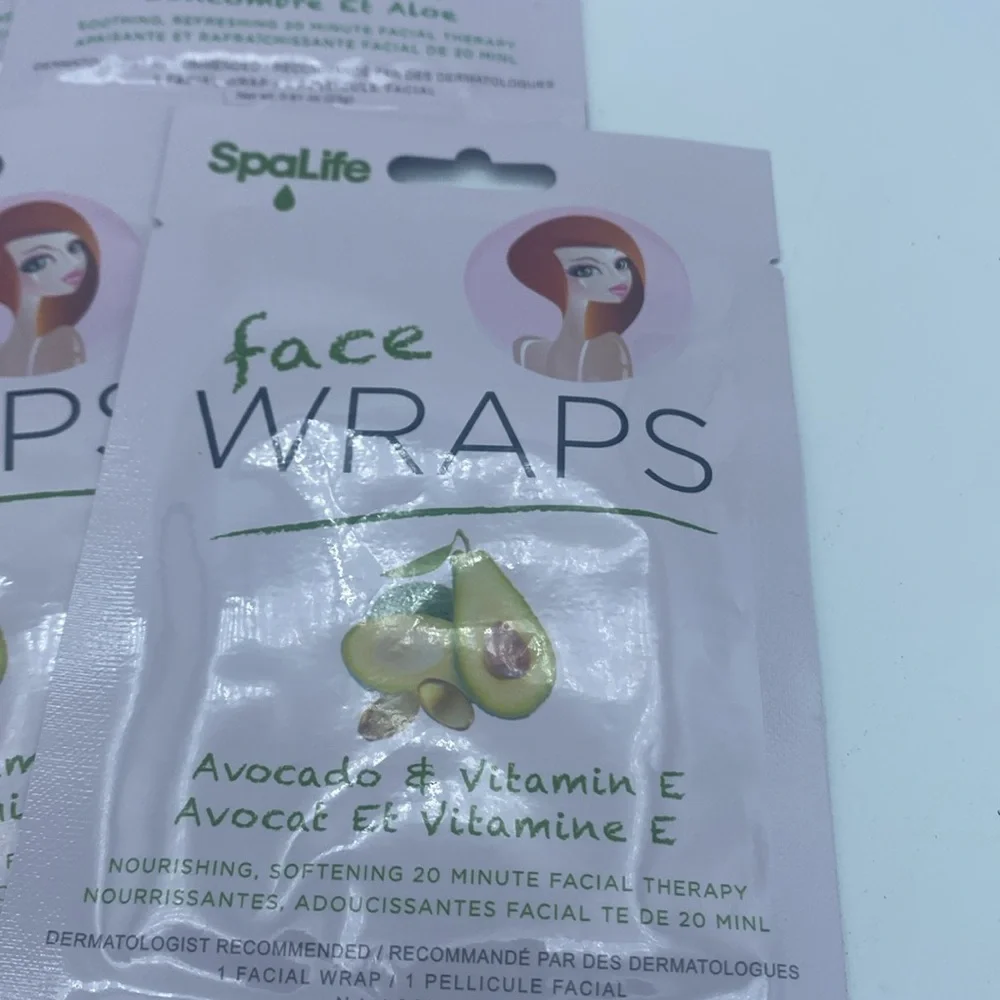 4 SpaLife face Wraps Cucumber & Aloe & Avocado & Vitamin E face  treatment new